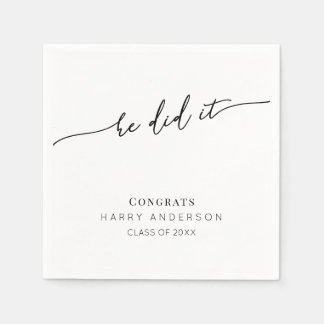 Servilleta De Papel Simple Script Minimalist Graduation Party