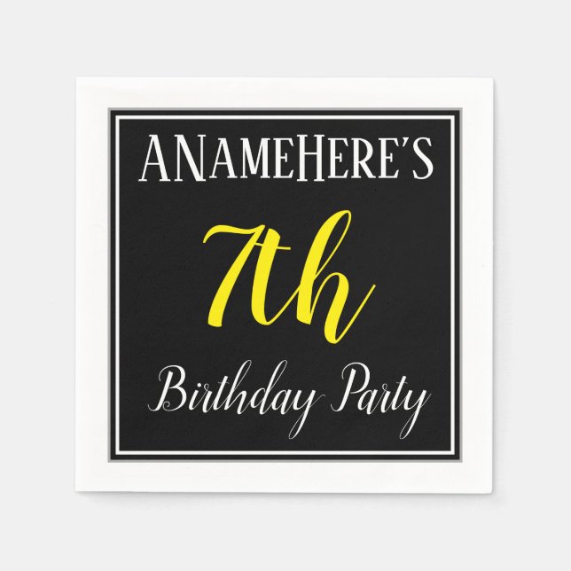 Servilleta De Papel Simple, sétimo cumpleaños con nombre personalizado (Anverso)