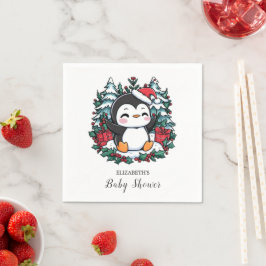 Servilleta De Papel Simple Snowflake Penguin Baby Shower