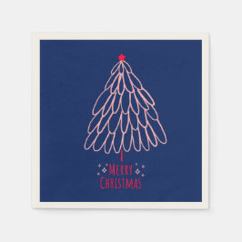 Servilleta De Papel Simple Star Tree Mid Mod Feliz Navidad