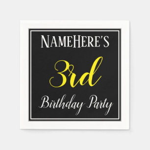 Servilleta De Papel Simple, tercer Fiesta de cumpleaños con nombre per
