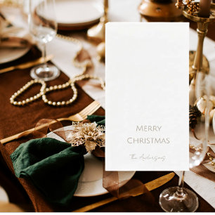 Servilleta De Papel Simple Texto Dorado Feliz Navidad Personalizado