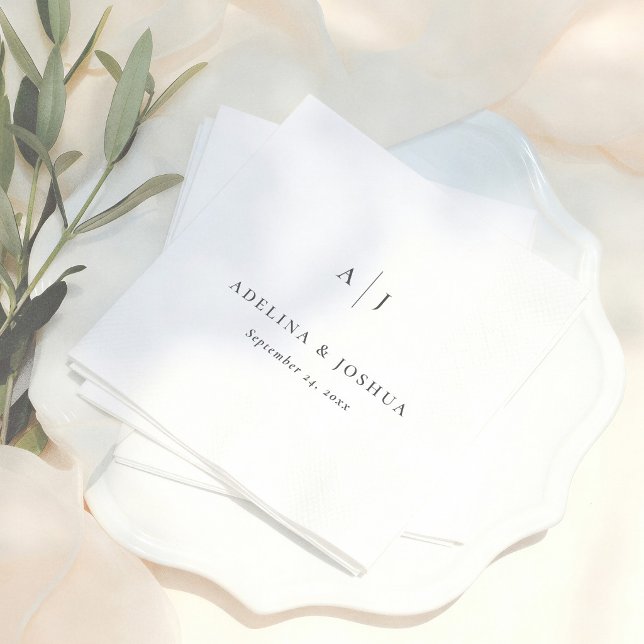 Servilleta De Papel Simple Typography Minimalist Monogram Wedding (Subido por el creador)