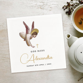 Servilleta De Papel Simple White Gold Angel Bendice Calilismo de Bauti