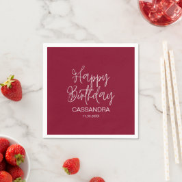 Servilleta De Papel Simple y moderna tipografía de Borgoña Cumpleaños