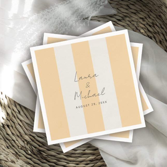 Servilleta De Papel Simple Yellow and Off-White Cabana Stripes Wedding (Subido por el creador)