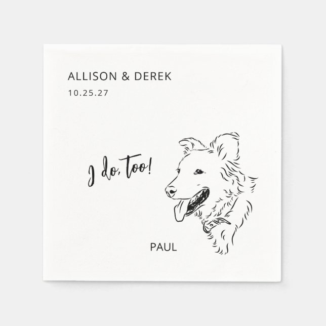 Servilleta De Papel Simple Yo También Perro Raza Ilustración Boda (Anverso)