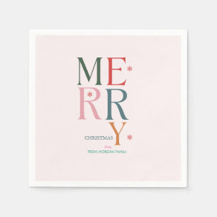 Servilleta De Papel Simplemente colorido Feliz Navidad Rosa