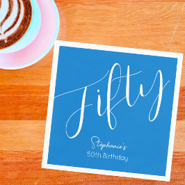 Servilleta De Papel Simplemente guión moderno azul 50 cumpleaños