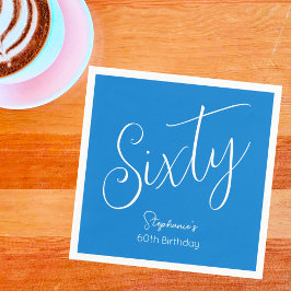 Servilleta De Papel Simplemente guión moderno Azul 60 cumpleaños fiest
