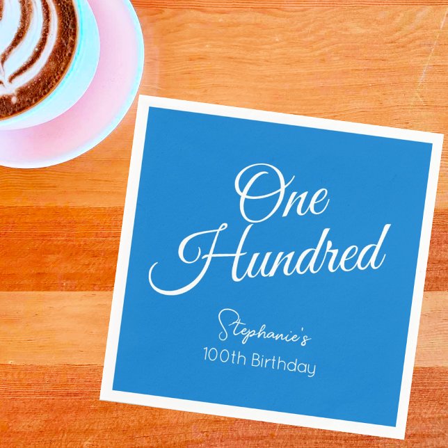 Servilleta De Papel Simplemente moderno guión azul 100 cumpleaños (Subido por el creador)