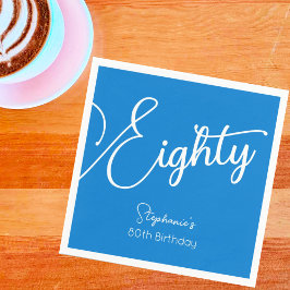 Servilleta De Papel Simplemente moderno guión azul 80 cumpleaños fiest