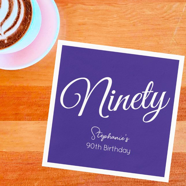 Servilleta De Papel Simplemente moderno guión morado 90 cumpleaños (Subido por el creador)