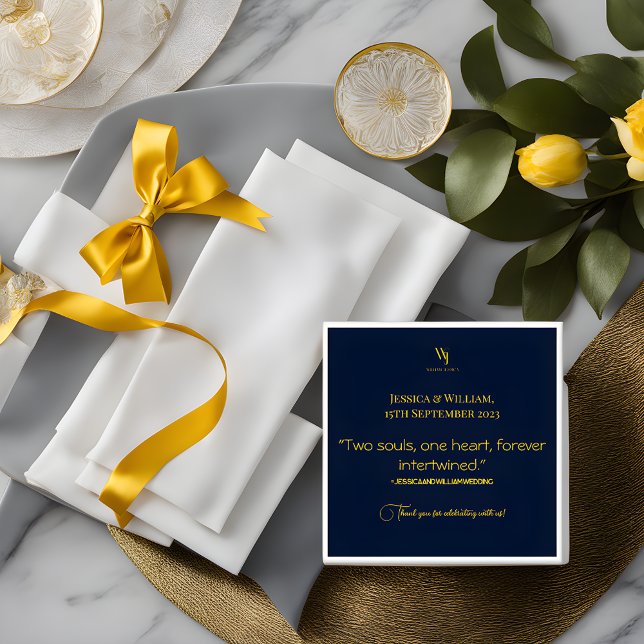Servilleta De Papel Simplemente Napkins con Boda azul y oro de la Mari (Subido por el creador)