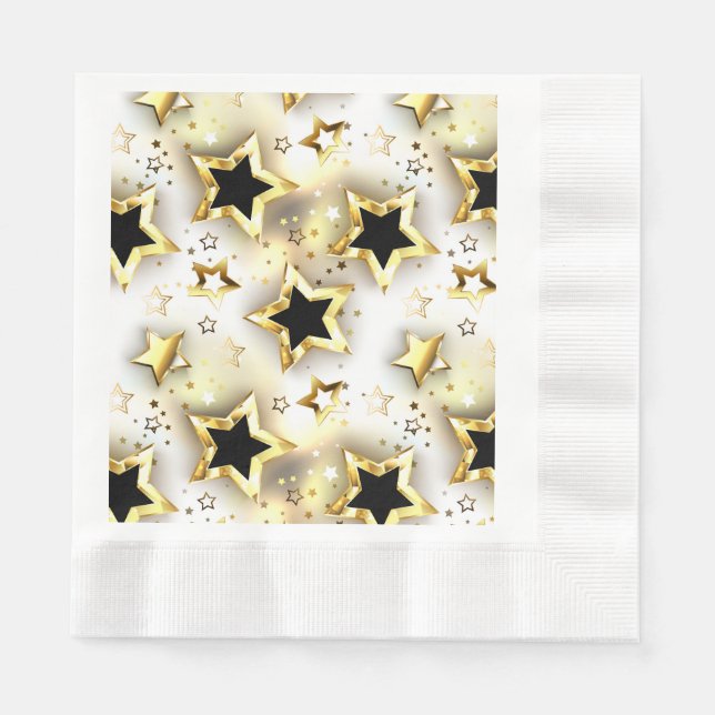 Servilleta De Papel Sin inconvenientes de luz con estrellas de oro (Anverso)