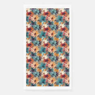 Servilleta De Papel Sin mar de flores coloridas en azul, Naranja