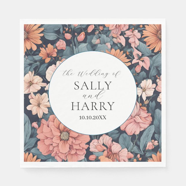 Servilleta De Papel Sin tiempo: Boda de Rosa con aspecto anticuado (Anverso)