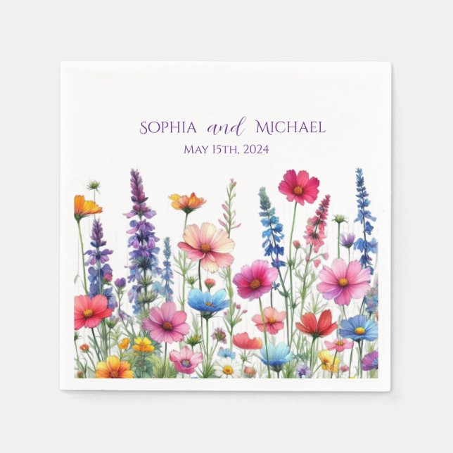 Servilleta De Papel Sinfonía de Flores Silvestres-Boda-servilletas (Anverso)
