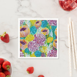 Servilleta De Papel Sinfonía Hydrangea Poppy Floral Napkins