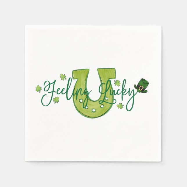 Servilleta De Papel Sintiéndose afortunado St. Patrick's Day Horseshoe (Anverso)