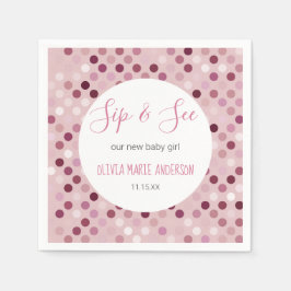 Servilleta De Papel Sip & See Baby Girl Shower Pink Polka Dots