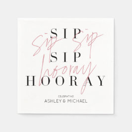 Servilleta De Papel Sip Sip Hooray Black White Engagement Party