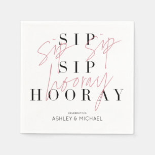 Servilleta De Papel Sip Sip Hooray Black White Engagement Party