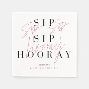 Servilleta De Papel Sip Sip Hooray Black White Engagement Party Napkin