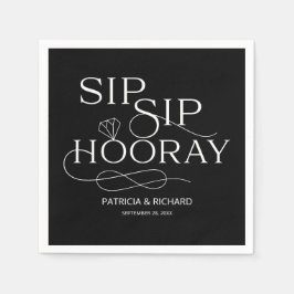 Servilleta De Papel Sip Sip Hooray Engagement Party Black