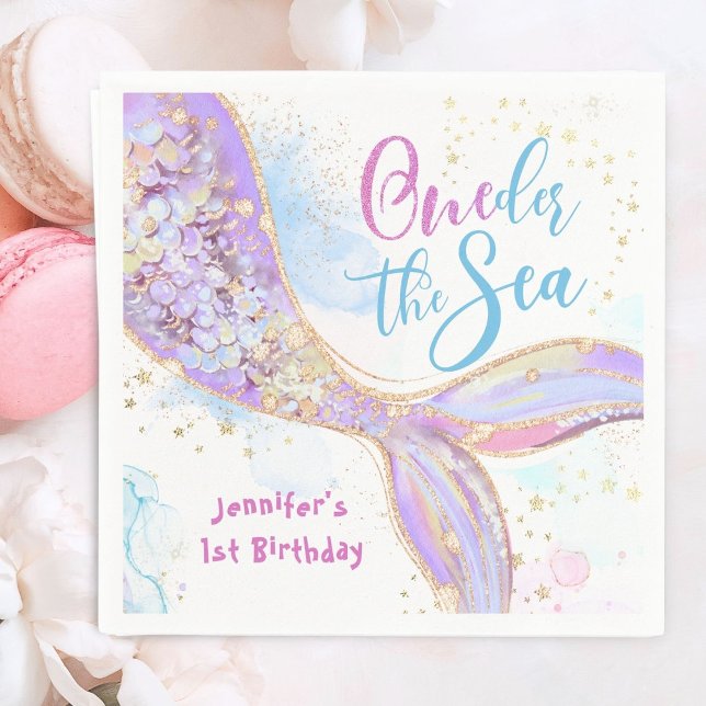 Servilleta De Papel Sirena 1er cumpleaños El morado del mar (Subido por el creador)