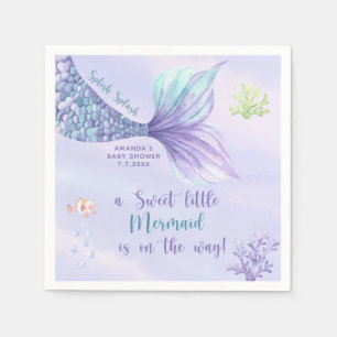 Servilleta De Papel Sirena Bajo El Chica Del Mar Baby Shower
