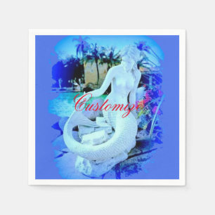 Servilleta De Papel Sirena blanca sentada Thunder_Cove