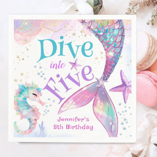 Servilleta De Papel Sirena Cumpleaños 5º Sumérgete en Cinco Papel