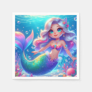 Servilleta De Papel Sirena de princesa mágica submarina