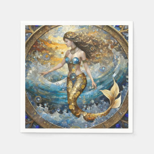 Servilleta De Papel Sirena en las olas del océano