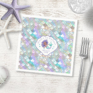 Servilleta De Papel Sirena iridiscente Scales de clam Shell V2 ID1144