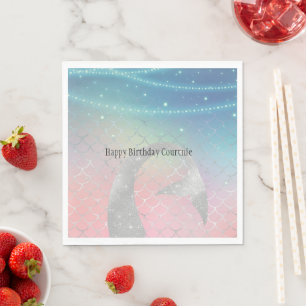 Servilleta De Papel Sirena morada rosa de Aqua Plata