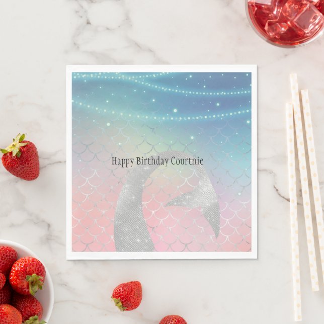 Servilleta De Papel Sirena morada rosa de Aqua Plata (In situ)