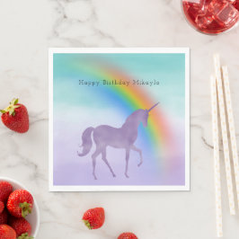 Servilleta De Papel Sirena Morada Unicornio Arcoíris Personalizado