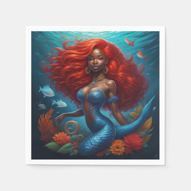 Servilleta De Papel Sirena negra (Anverso)