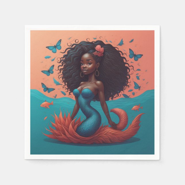 Servilleta De Papel Sirena negra (Anverso)