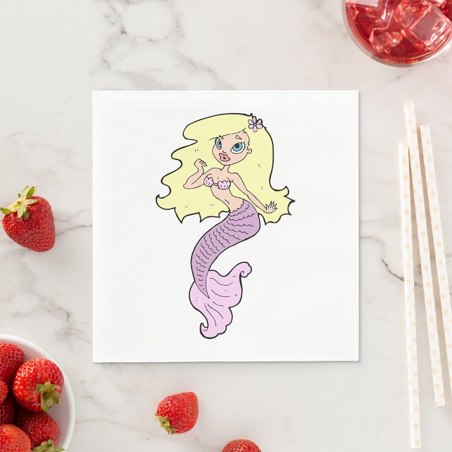 Servilleta De Papel Sirena Rubia Linda con Cola Morada (Subido por el creador)