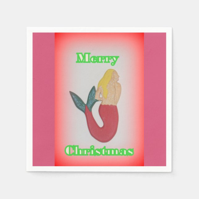 Servilleta De Papel sirena rubia Merry Nochebuena (Anverso)