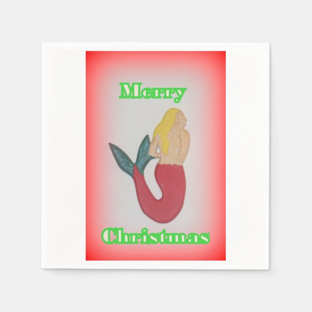 Servilleta De Papel sirena rubia Merry Nochebuena (Anverso)