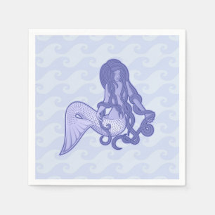 Servilleta De Papel Sirena sentada azul