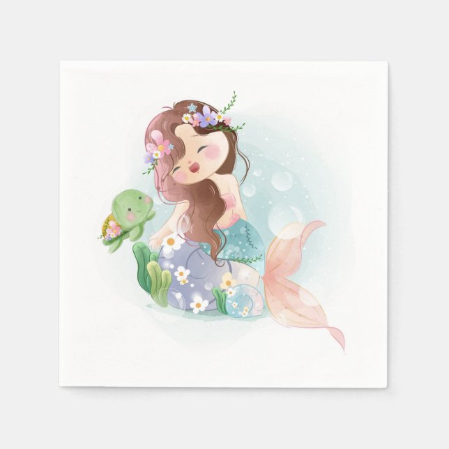 Servilleta De Papel Sirena y tortuga (Anverso)