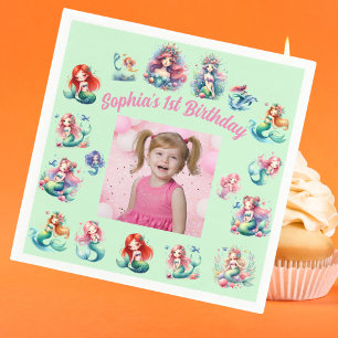 Servilleta De Papel Sirenas bajo el mar Foto niños Fiesta de cumpleaño