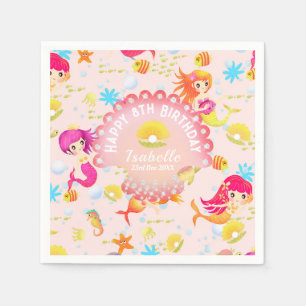 Servilleta De Papel Sirenas Rosa Melocotón