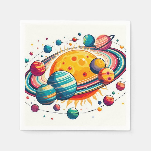 Servilleta De Papel Sistema solar (Anverso)
