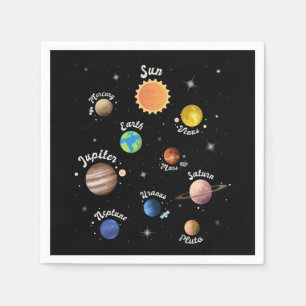 Servilleta De Papel Sistema Solar Planetas Niños Conocimiento Espacio